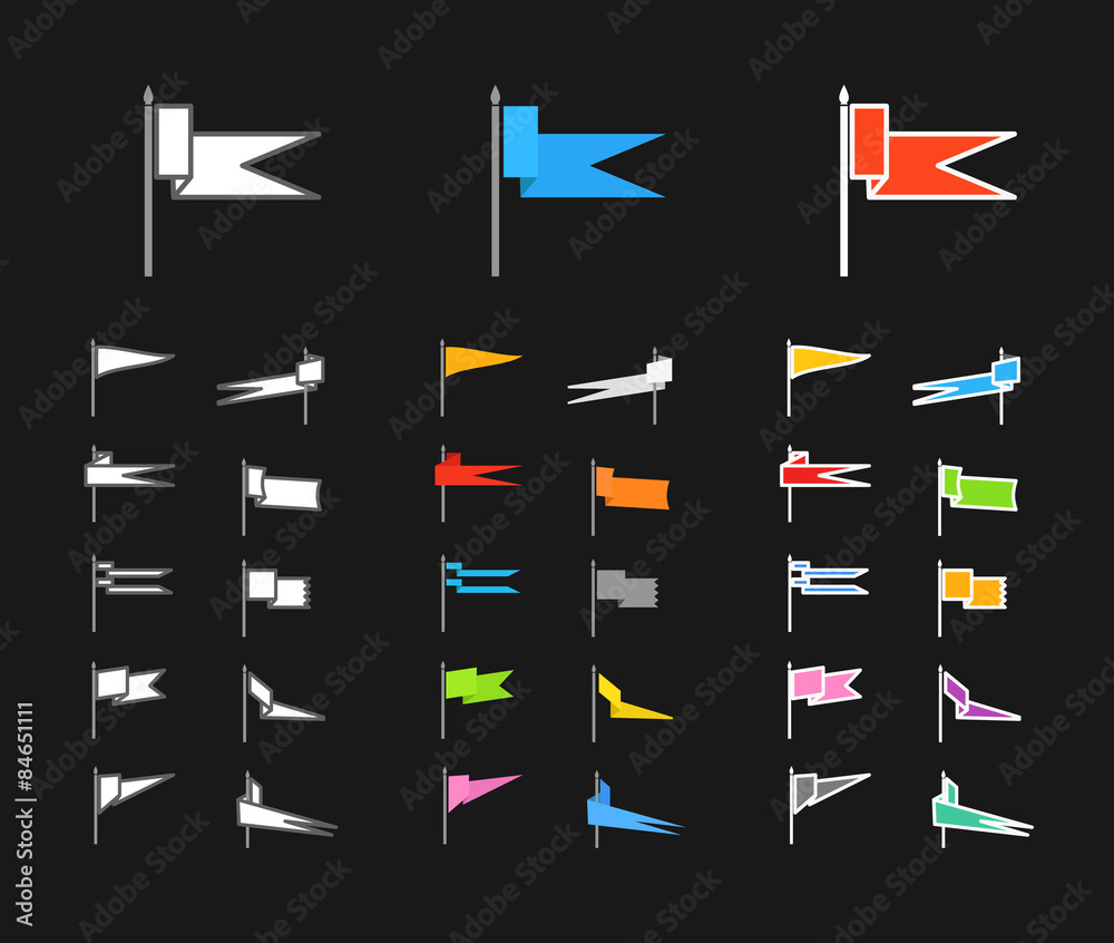 Poster different medieval color flag collection. flat design elemets co