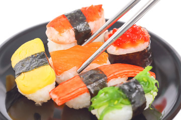 close up on sushi , japanese food style