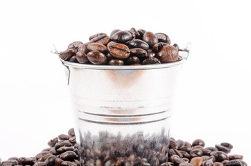 roasted coffee beans in can