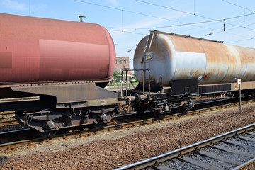 Fototapeta na wymiar Oil tank railway carriages