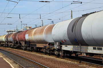 Fototapeta na wymiar Oil tank railway carriages