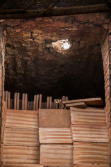 Close view of the factory oven to cook mud bricks.