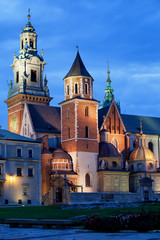 Wawel Royal Cathedral by Night in Krakow
