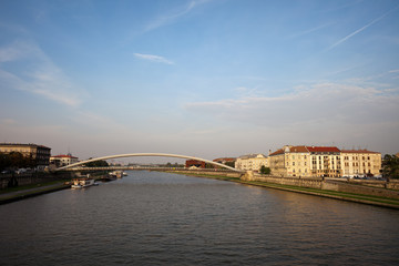 Fototapeta na wymiar Father Bernatek Footbridge in Krakow