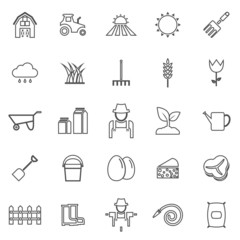 Farming line icons on white background