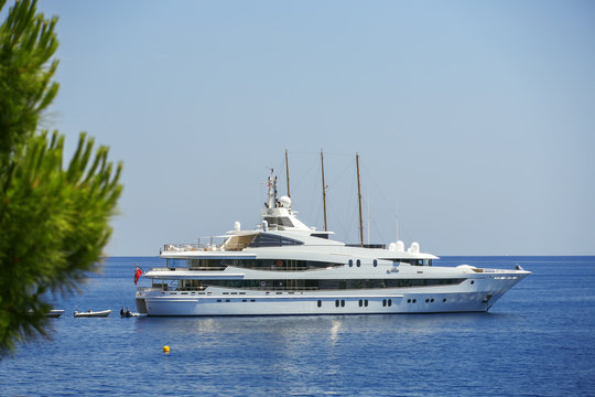 Luxury yacht sailing in Mediterranean Sea near French Riviera, M