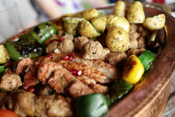 Kebab on a copper tray