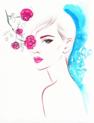 Acrylglasbilder Aquarell Gesicht woman portrait .abstract watercolor  © Anna Ismagilova