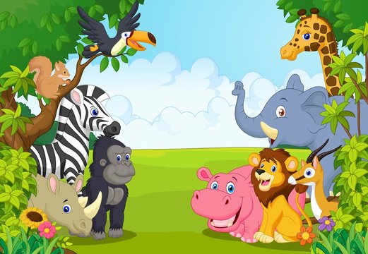 Cartoon collection animal in the jungle