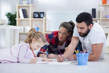 Family time, 
Mother, daughter and father