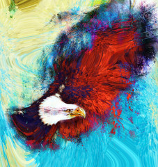 painting  eagle on an abstract background, USA Symbols Freedom