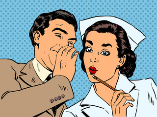 diagnosis patient nurse and male gossip surprise conversation st