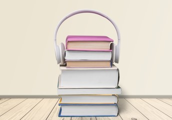 Headphones, Book, Listening.