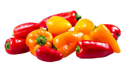Fresh Mini Yellow Bell peppers isolated on white  background
