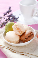 Macaroon in a white bowl