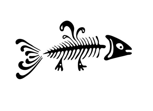 black fish bone, vector illustration