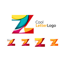 Set of abstract Z letter company logos. Business icons