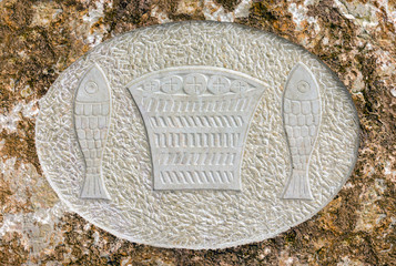 Icon of fishes in Serbian Orthodox Christian monastery Ostrog