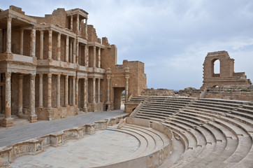 Libya,archaeological site of Sabratha,the Roman theater