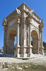 Fototapeta premium Libya,archaeological site of Leptis Magna,the Settimio Severo arch