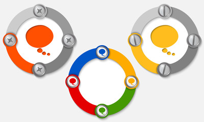 Obraz premium Set of three colored frames and speech bubble