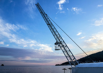 Fototapeta premium Bungee jump on the beach of Adriatic sea, Budva, Montenegro.