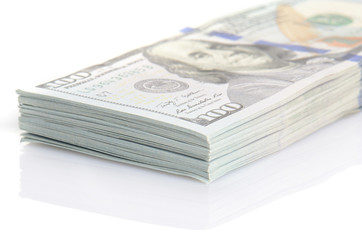 close up bundle of hundred dollars bank notes