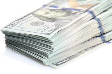 close up hundred dollars bank notes background