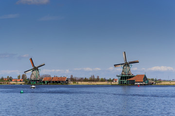 Fototapeta na wymiar Windmills in Zaanse Schans - Netherlands