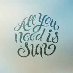 Summer calligraphic vector design with blurry background. Eps 10.