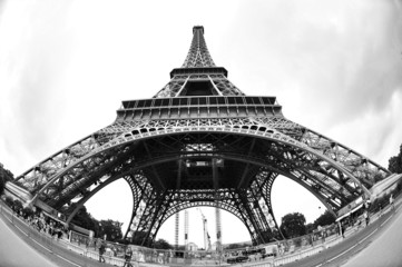 Eiffel Tower taken by fish-eye, Paris, France