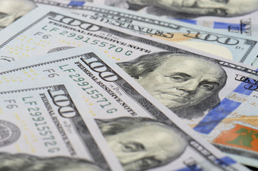 close up hundred dollars bank notes background