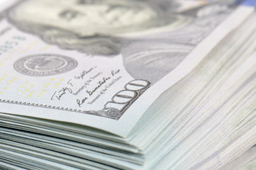 close up hundred dollars bank notes background