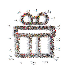 people in the shape of a gift.