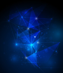 Abstract technology- Molecules with  polygon blue background