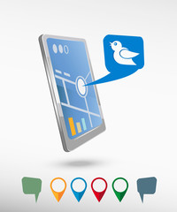 Bird Icon and perspective smartphone vector realistic