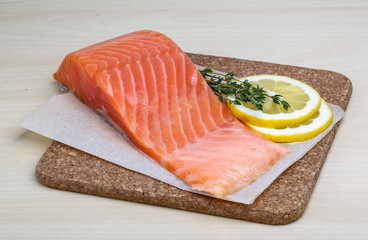 Salted Salmon on the wood background
