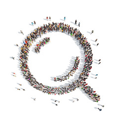 people in the shape of a magnifying glass.