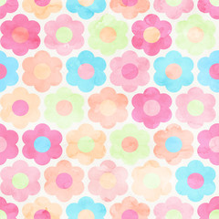 Seamless Abstract Watercolor Flower Background Pattern. Painted 