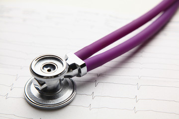 Stethoscope on a cardiogram