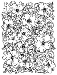 Fototapeta premium Ethnic floral zentangle, doodle background pattern. 
