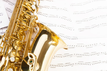 Beautiful alto saxophone with detailed keys, bell