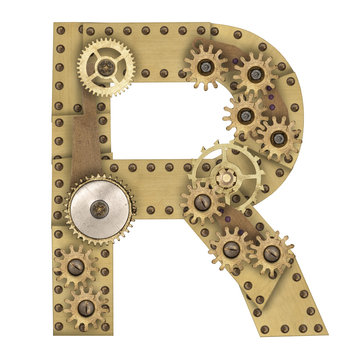 Steampunk alphabet letter R