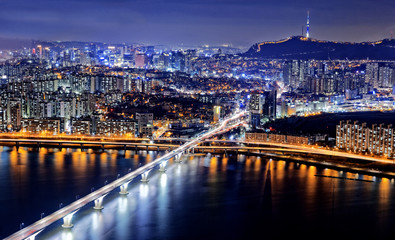 Fototapeta na wymiar Seoul at night, South Korea