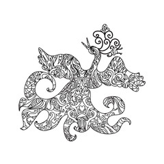 Fantasy bird zentangle