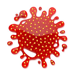 Red blotch isolated on white background.