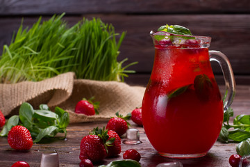 Glass jar of freshness lemonade.