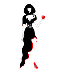 Isolated fashion woman with apple.
