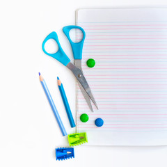 Group of school objects on a white background 