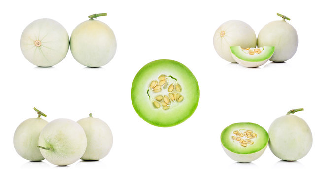 Collection Honeydew Melon on White Background